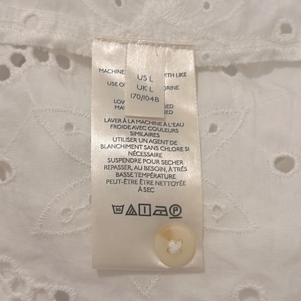 Anthropologie Tallulah Puff Sleeve Eyelet Mini Dress in White New Size Large - Picture 13 of 13